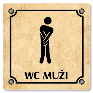 WC muži, 118x118mm, pergamen, Kansas